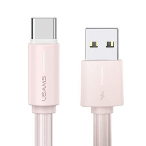 USAMS Kabelis USB-C 3A YU Series 1m USB-C/USB-A rožinės spalvos SJ732USB04 (US-SJ732)