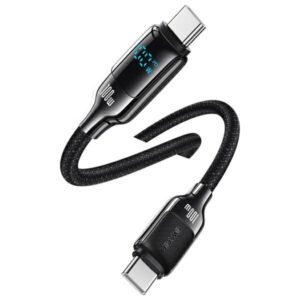 USAMS Kabelis USB-C į USB-C 100W 1,2m      Digital Display Zinc Alloy Fast Charging Data Cable HX Series SJ742USB01 (US-SJ742) - Image 4