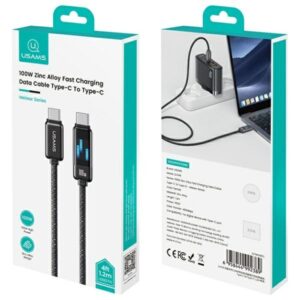 USAMS Kabelis USB-C į USB-C 100W 1,2m      Zinc Alloy Fast Charging Data Cable Meteor Series SJ744USB01 (US-SJ744) - Image 8