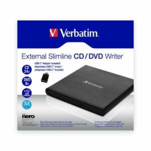 Verbatim išorinis optinis įrenginys Slimline CD/DVD USB-A + kabelis USB-A/USB-A do USB-C juodos spalvos 98938 - Image 3