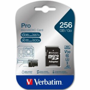 Verbatim Atminties kortelė microSD 256GB + adapter Pro U3 juodos spalvos 47045 - Image 3