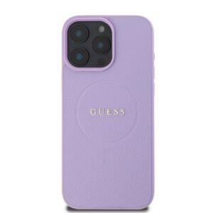 Guess PU Grained Classic Logo MagSafe Apple iPhone 16 Pro dėklas telefonui violetinės spalvos