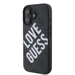 Guess PU Leather 4G Big Love Logo MagSafe Apple iPhone 16 dėklas telefonui juodos spalvos - Image 2