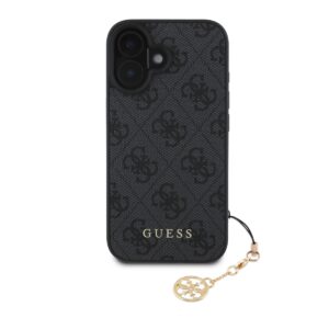 Guess 4G Charm Apple iPhone 16 Tone on Tone dėklas telefonui pilkos spalvos
