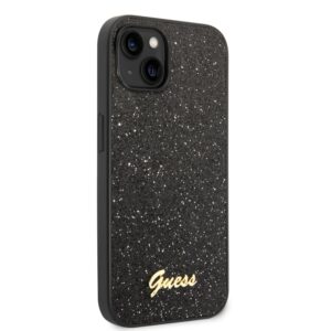 Guess PC/TPU Glitter Flakes Metal Logo Apple iPhone 14 dėklas telefonui juodos spalvos - Image 2
