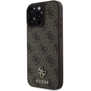 Guess PU 4G Small Metal Logo MagSafe Apple iPhone 16 Pro dėklas telefonui rudos spalvos - Image 2