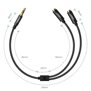 Ugreen AV123 headphone cable 3.5 mm minijack (male) - 2x 3.5 mm minijack (female) - black - Image 6