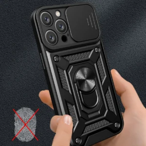 Hybrid Armor Camshield Apple iPhone 16 Pro Camera Cover and Stand - dėklas telefonui juodos spalvos - Image 5