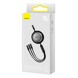 Baseus Bright Mirror 4, USB-C 3-in-1 kabelis micro USB / USB-C / Lightning 100W / 3.5A 1.1m (Black) - Image 4