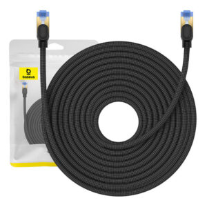 Braided tinklo kabelis cat.7 Baseus Ethernet RJ45, 10Gbps, 20m juodos spalvos - Image 1