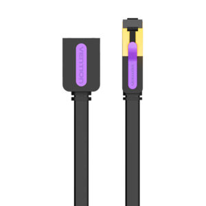 Flat Tinklo kabelis Extension CAT7 Vention ICBBK RJ45 Ethernet 10Gbps 8m juodos spalvos - Image 1