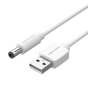 Power Cable USB 2.0 to DC 5.5mm Barrel Jack 5V Vention CEYWG 1,5m (white) - Image 3