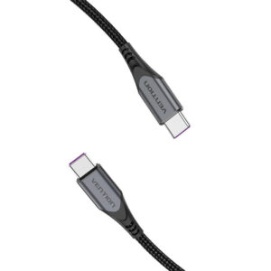 USB-C į USB-C 100W Vention TAHHF 5A 1m USB 3.1 Gen2 4k kabelis pilkos spalvos - Image 3
