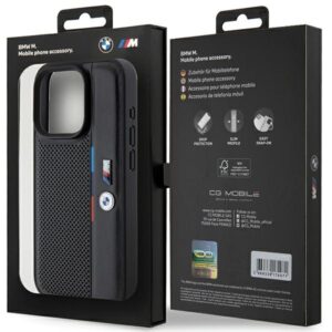 BMW BMHCP15X23PUPVK Apple iPhone 15 Pro Max 6.7" dėklas telefonui juodos spalvos Perforated Tricolor Line - Image 8