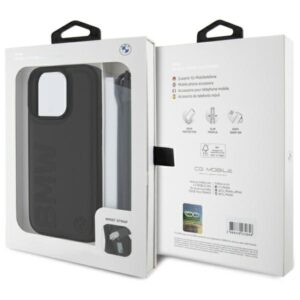BMW BMHCP16X23RMRLK Apple iPhone 16 Pro Max     6.9" dėklas telefonui juodos spalvos Signature Leather Wordmark Cord - Image 7