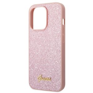 Guess GUHCP14XHGGSHP Apple iPhone 14 Pro Max 6,7" dėklas telefonui rožinės spalvos hard case Glitter Script - Image 6