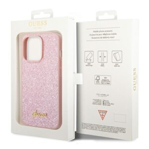 Guess GUHCP14XHGGSHP Apple iPhone 14 Pro Max 6,7" dėklas telefonui rožinės spalvos hard case Glitter Script - Image 8