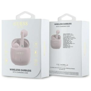 Guess ausinės Bluetooth GUTWSJ14ESGP TWS rožinės spalvos Printed Classic Logo - Image 4