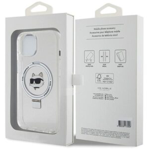 Karl Lagerfeld KLHMP15SHMRSCHH Apple iPhone 15 / 14 / 13 6.1" dėklas telefonui baltos spalvos Ring Stand Choupette Head MagSafe - Image 8