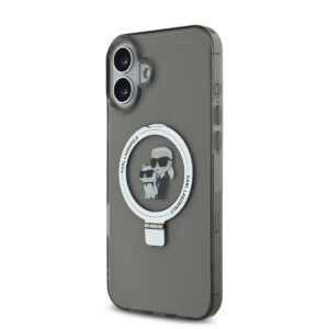 Karl Lagerfeld Ringstand Karl and Choupette MagSafe Apple iPhone 16 dėklas telefonui juodos spalvos - Image 2
