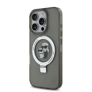 Karl Lagerfeld Ringstand Karl and Choupette MagSafe Apple iPhone 16 Pro dėklas telefonui juodos spalvos - Image 2