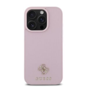 Guess PU Grained 4G Small Metal Logo MagSafe Apple iPhone 16 Pro dėklas telefonui rožinės spalvos