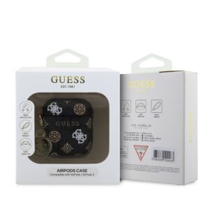 Guess PU 4G Peony Charm Apple AirPods 1/2 dėklas jūsų ausinėms juodos spalvos - Image 2