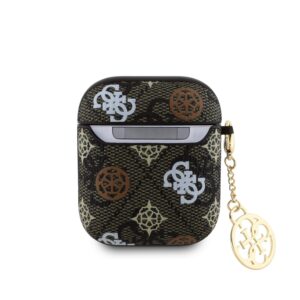 Guess PU 4G Peony Charm Apple AirPods 1/2 dėklas jūsų ausinėms rudos spalvos