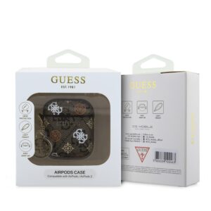 Guess PU 4G Peony Charm Apple AirPods 1/2 dėklas jūsų ausinėms rudos spalvos - Image 2