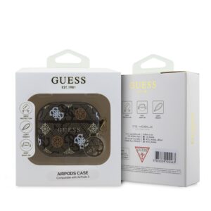 Guess PU 4G Peony Charm Apple AirPods 3 dėklas jūsų ausinėms rudos spalvos - Image 2