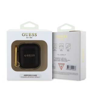 Guess PU Grained Classic Logo Apple AirPods 1/2 dėklas jūsų ausinėms juodos spalvos - Image 2
