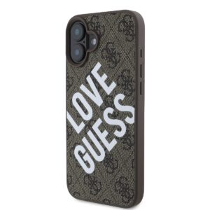 Guess PU Leather 4G Big Love Logo MagSafe Apple iPhone 16 dėklas telefonui rudos spalvos - Image 2