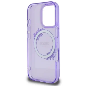 Guess IML Flowers Wreath MagSafe Apple iPhone 16 Pro - dėklas teleofnui violetinės spalvos - Image 7