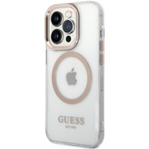 Guess GUHMP15LHTRMD Apple iPhone 15 Pro 6.1" dėklas telefonui aukso spalvos hard case Metal Outline Magsafe - Image 2