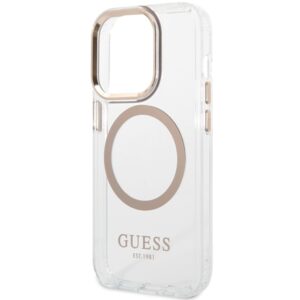 Guess GUHMP15LHTRMD Apple iPhone 15 Pro 6.1" dėklas telefonui aukso spalvos hard case Metal Outline Magsafe - Image 6