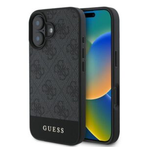 Guess GUHCP16MG4GLGR Apple iPhone 16 Plus 6.7" dėklas telefonui pilkos spalvos hardcase 4G Bottom Stripe