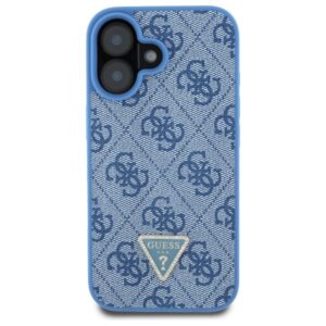 Guess GUHCP16SP4TDPB Apple iPhone 16 6.1" dėklas telefonui mėlynos spalvos hardcase Leather 4G Triangle Strass - Image 3
