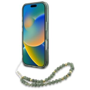 Guess GUHMP16XHCPOFPA Apple iPhone 16 Pro Max 6.9" dėklas telefonui žalios spalvos hardcase IML Flowers Allover Electro With Pearl Strap MagSafe - Image 4