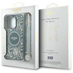 Guess GUHMP16XHCPOFPA Apple iPhone 16 Pro Max 6.9" dėklas telefonui žalios spalvos hardcase IML Flowers Allover Electro With Pearl Strap MagSafe - Image 7