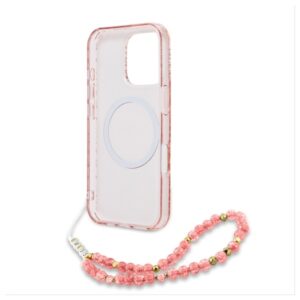 Guess GUHMP16XHCPOFPP Apple iPhone 16 Pro Max 6.9" dėklas telefonui rožinės spalvos hardcase IML Flowers Allover Electro With Pearl Strap MagSafe - Image 6