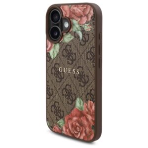 Guess GUHMP16SP4ROPEMCW Apple iPhone 16 6.1" dėklas telefonui rudos spalvos 4G Flowers Print MagSafe - Image 2