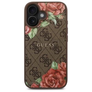 Guess GUHMP16SP4ROPEMCW Apple iPhone 16 6.1" dėklas telefonui rudos spalvos 4G Flowers Print MagSafe - Image 3