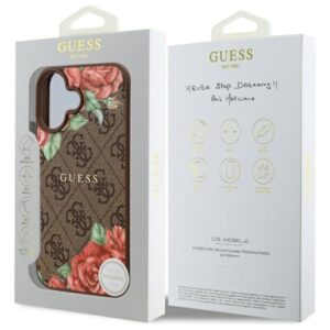 Guess GUHMP16SP4ROPEMCW Apple iPhone 16 6.1" dėklas telefonui rudos spalvos 4G Flowers Print MagSafe - Image 8