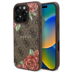 Guess GUHMP16XP4ROPEMCW Apple iPhone 16 Pro Max 6.9" dėklas telefonui rudos spalvos 4G Flowers Print MagSafe