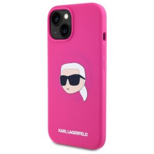 Karl Lagerfeld KLHMP15SSKHPPLF Apple iPhone 15 6.1" dėklas telefonui fuksijos spalvos silikoninis Karl Head Print MagSafe - Image 2