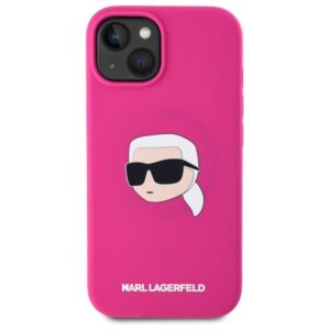 Karl Lagerfeld KLHMP15SSKHPPLF Apple iPhone 15 6.1" dėklas telefonui fuksijos spalvos silikoninis Karl Head Print MagSafe - Image 3