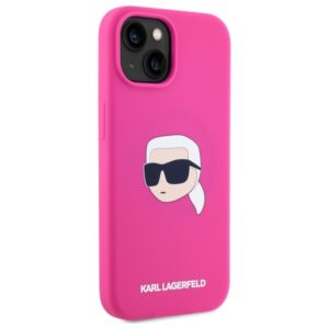 Karl Lagerfeld KLHMP15SSKHPPLF Apple iPhone 15 6.1" dėklas telefonui fuksijos spalvos silikoninis Karl Head Print MagSafe - Image 4