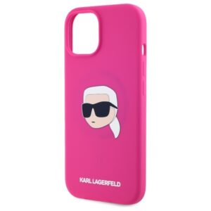 Karl Lagerfeld KLHMP15SSKHPPLF Apple iPhone 15 6.1" dėklas telefonui fuksijos spalvos silikoninis Karl Head Print MagSafe - Image 6