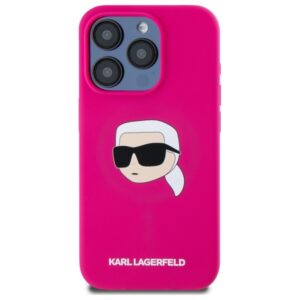 Karl Lagerfeld KLHMP15XSKHPPLF Apple iPhone 15 Pro Max 6.7" dėklas telefonui fuksijos spalvos silikoninis Karl Head Print MagSafe - Image 3