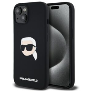 Karl Lagerfeld KLHMP15SSKHPPLK Apple iPhone 15 6.1" dėklas telefonui juodos spalvos silikoninis Karl Head Print MagSafe